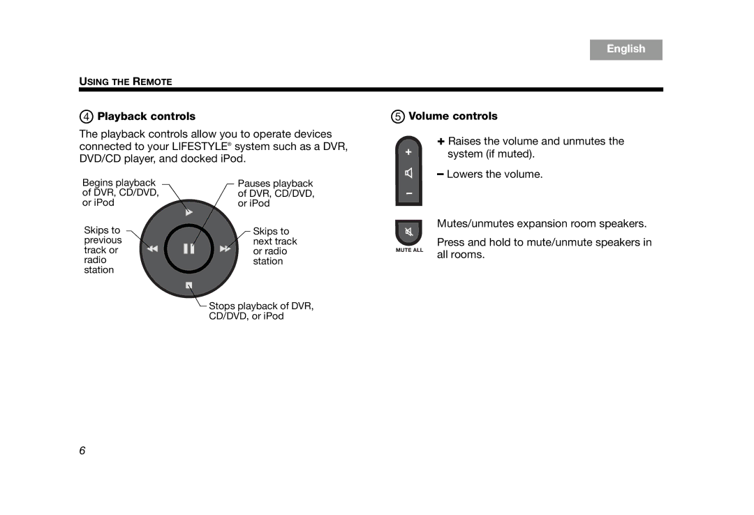 Bose RC-35S2 manual Playback controls Volume controls 