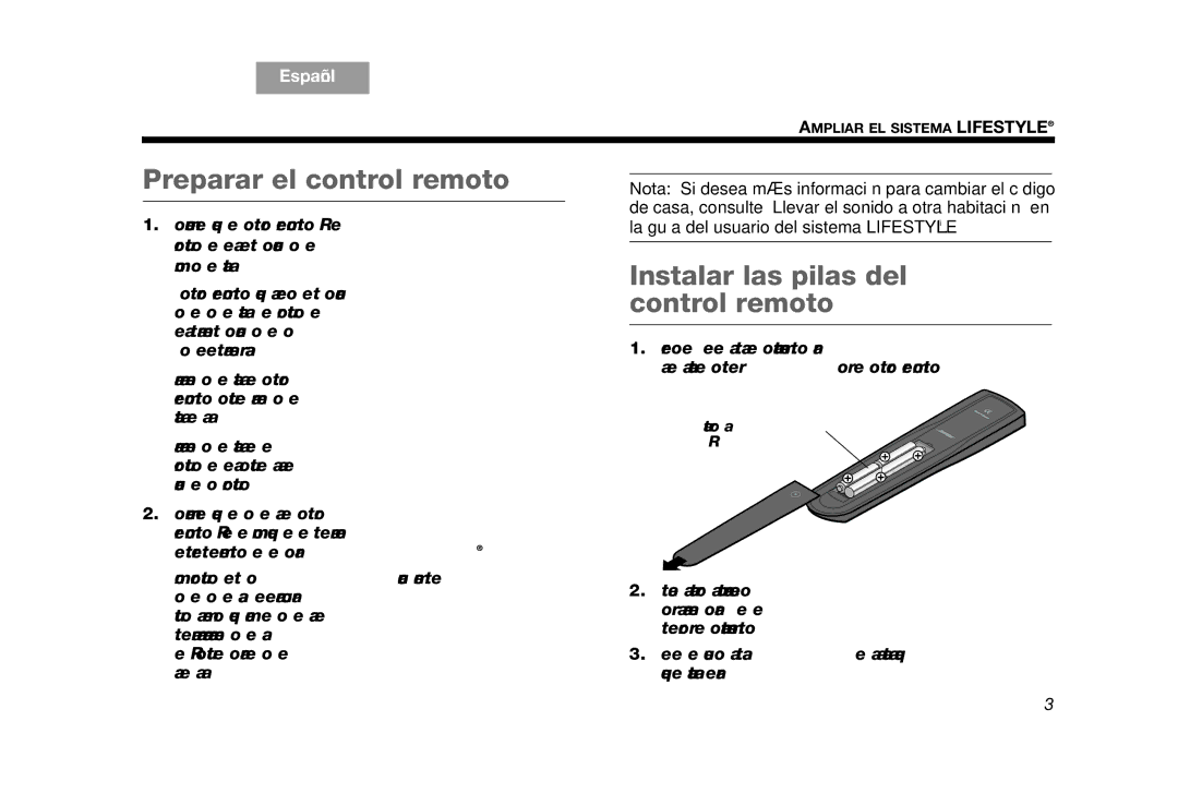 Bose RC-35S2 manual Preparar el control remoto, Instalar las pilas del control remoto 