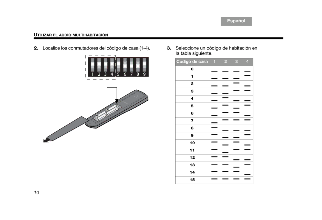 Bose RC-35S2 manual Código de casa 