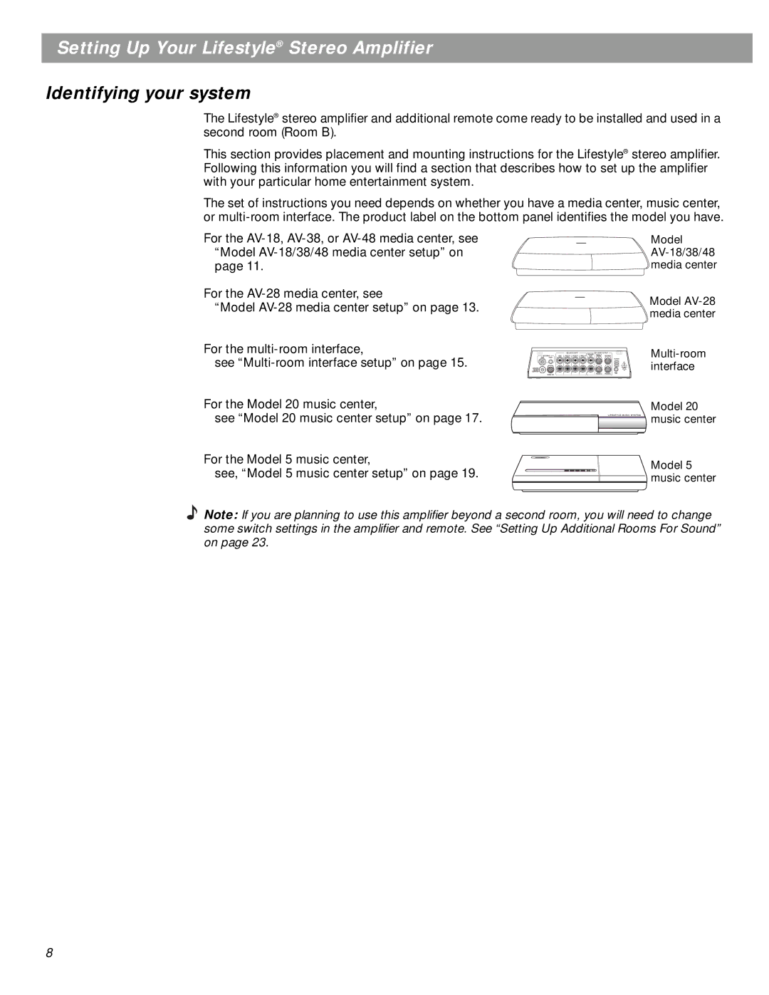 Bose SA-2, SA-3 manual Setting Up Your Lifestyle Stereo Amplifier, Identifying your system 