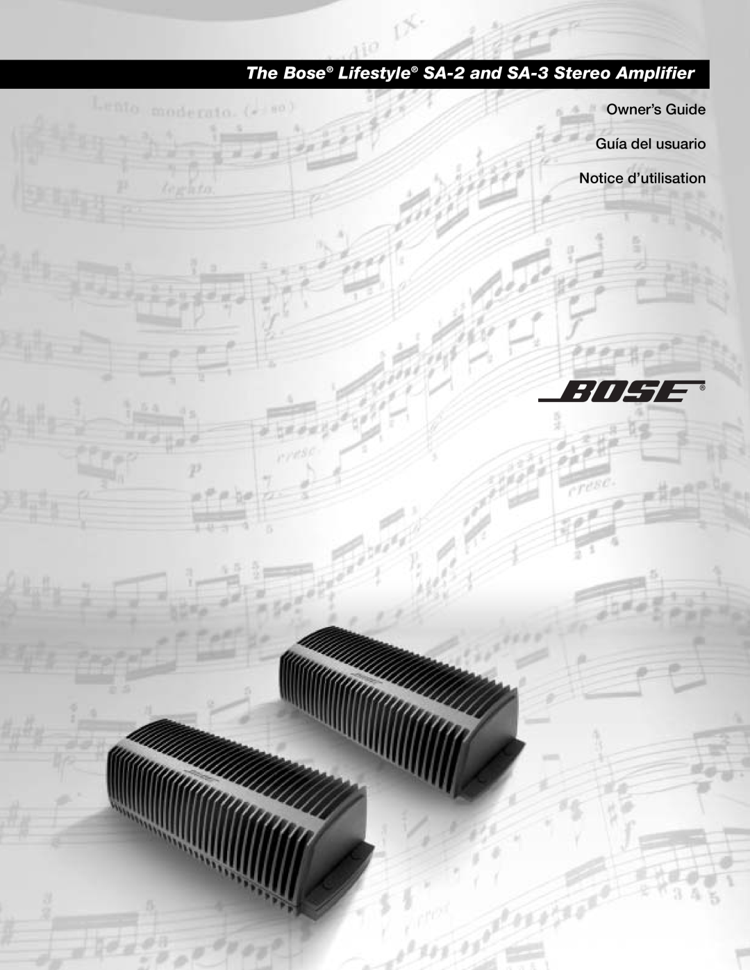 Bose manual The Bose Lifestyle SA-2and SA-3Stereo Amplifier, Owner’s Guide 