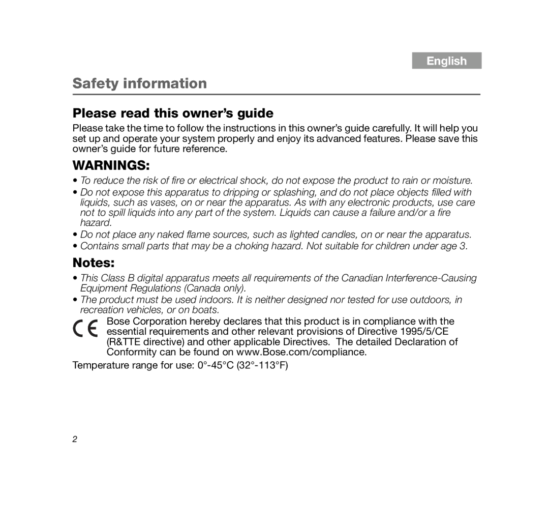 Bose 10BLUETOOTHDOCK, SDOCK10BT manual Safety information, Please read this owner’s guide 