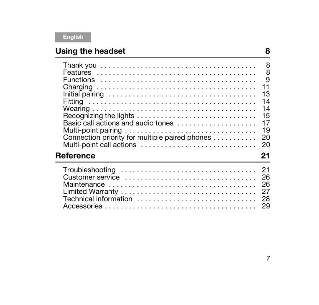 Bose CINEMATE1SR, SERIES 2, AM347801, BT HDST 2R BLK, Bluetooth Headset Series II manual Using the headset, Reference 