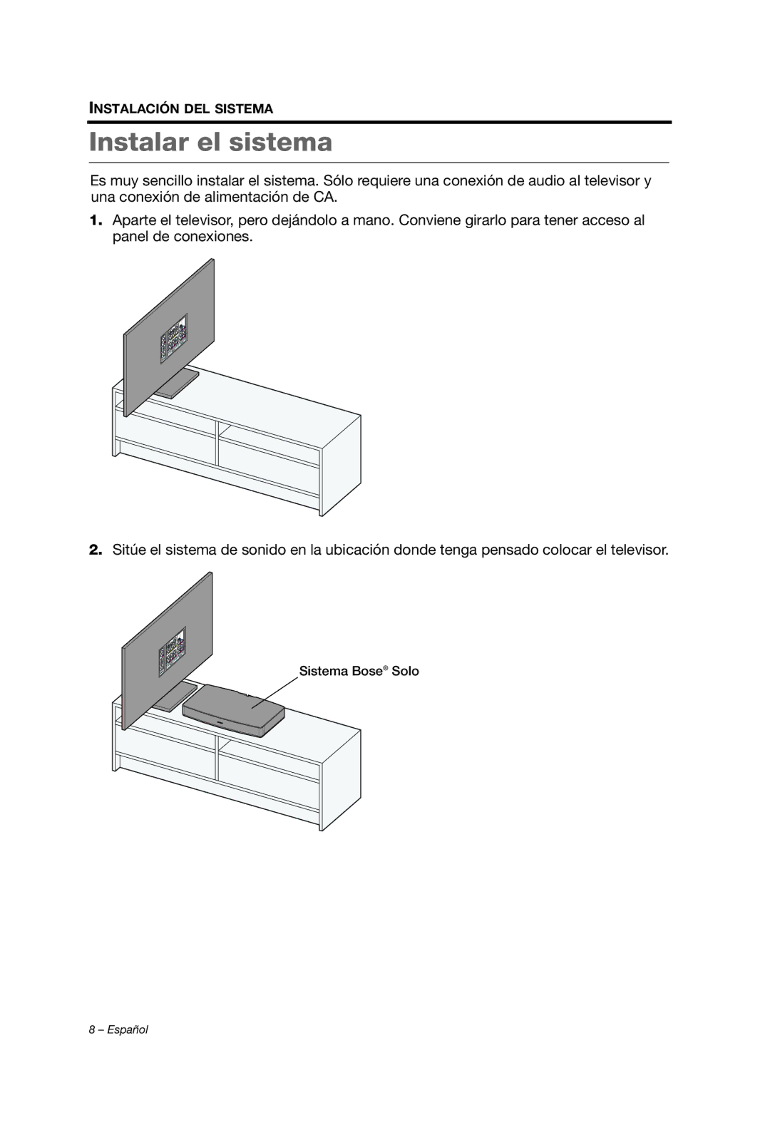 Bose solo tv sound system manual Instalar el sistema 