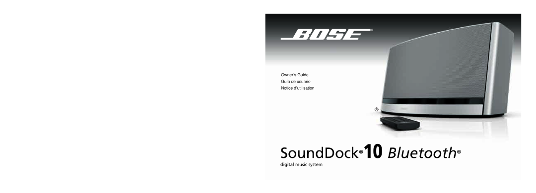 Bose SoundDock 10 Silver manual SoundDock10 Bluetooth, digital music system 