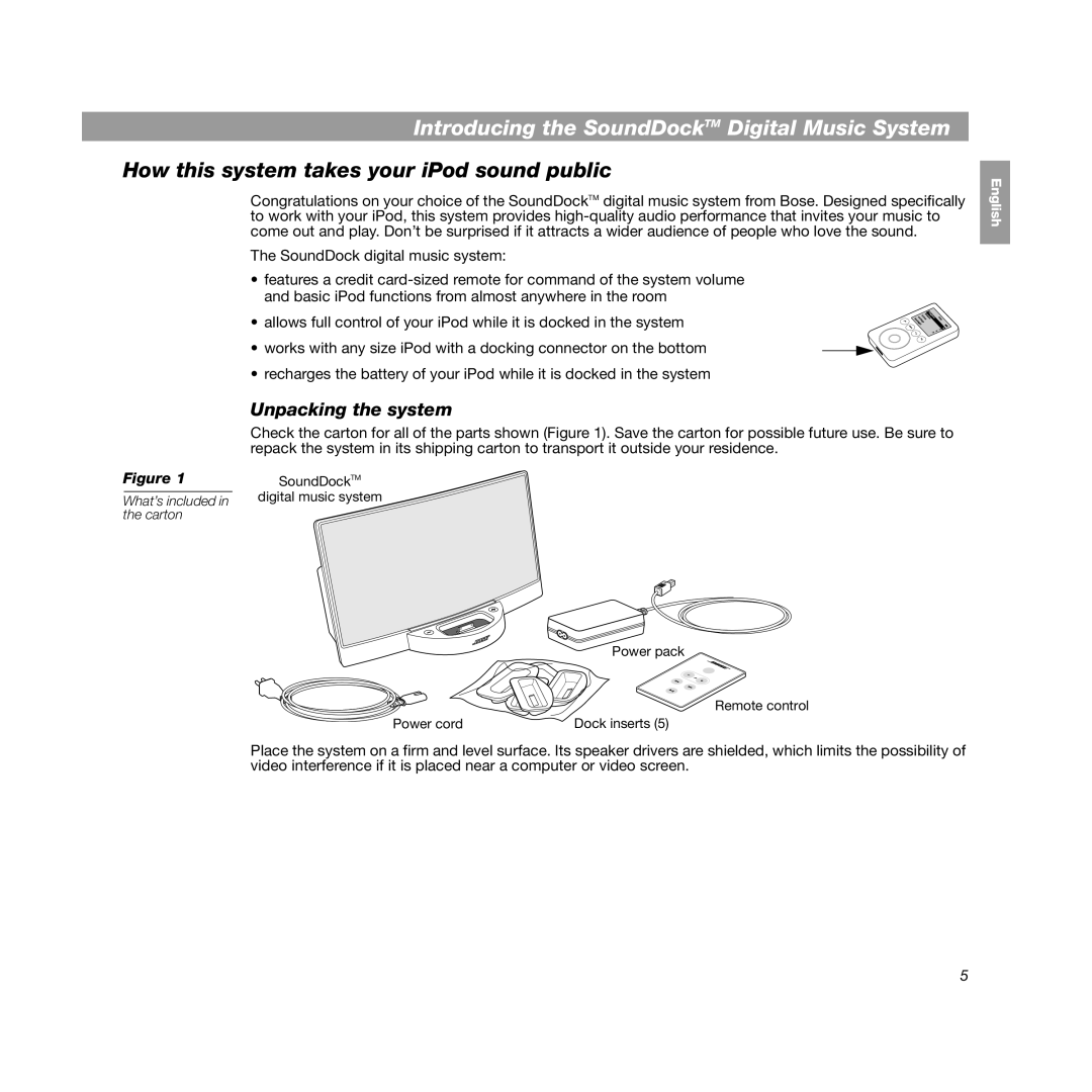 Bose manual Introducing the SoundDockTM Digital Music System, How this system takes your iPod sound public 