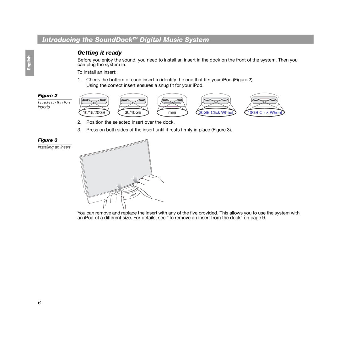 Bose SoundDock manual Getting it ready 