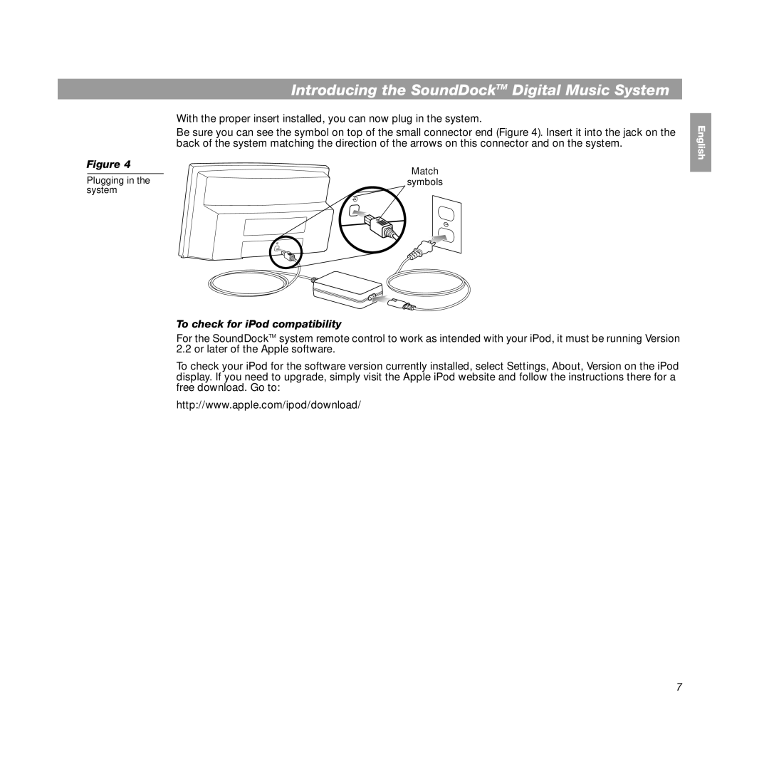 Bose SoundDock manual To check for iPod compatibility 