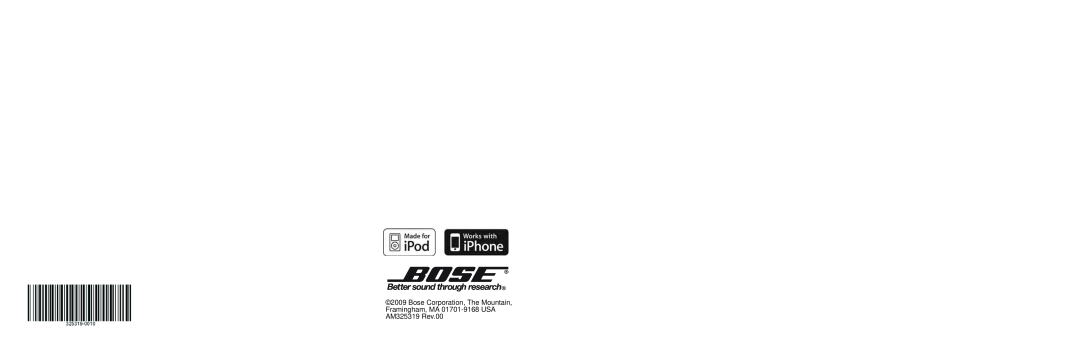 Bose SoundDock Series II (Silver) manual Bose Corporation, The Mountain Framingham, MA 01701-9168 USA, AM325319 Rev.00 