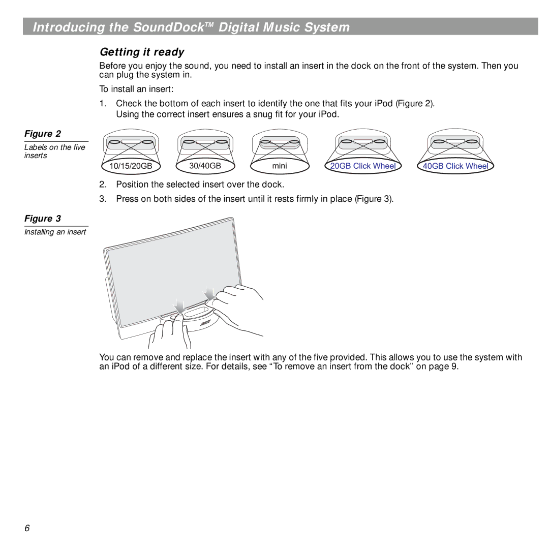 Bose SOUNDDOCKTM DIGITAL MUSIC SYSTEM manual Getting it ready 