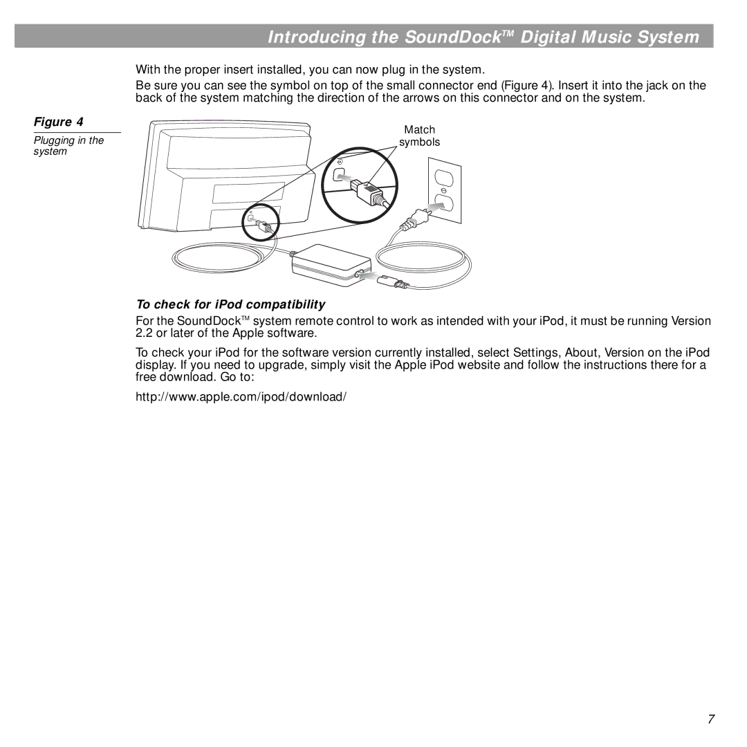 Bose SOUNDDOCKTM DIGITAL MUSIC SYSTEM manual To check for iPod compatibility 