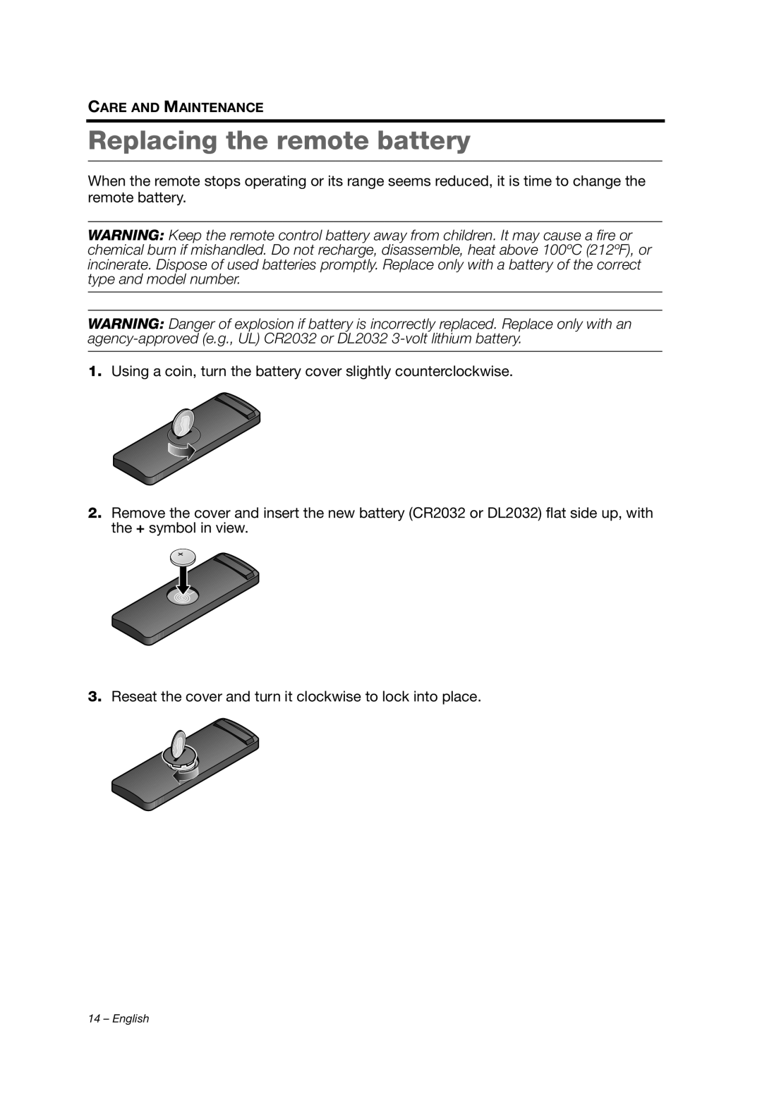 Bose SOUNDLINK AIR manual Replacing the remote battery 