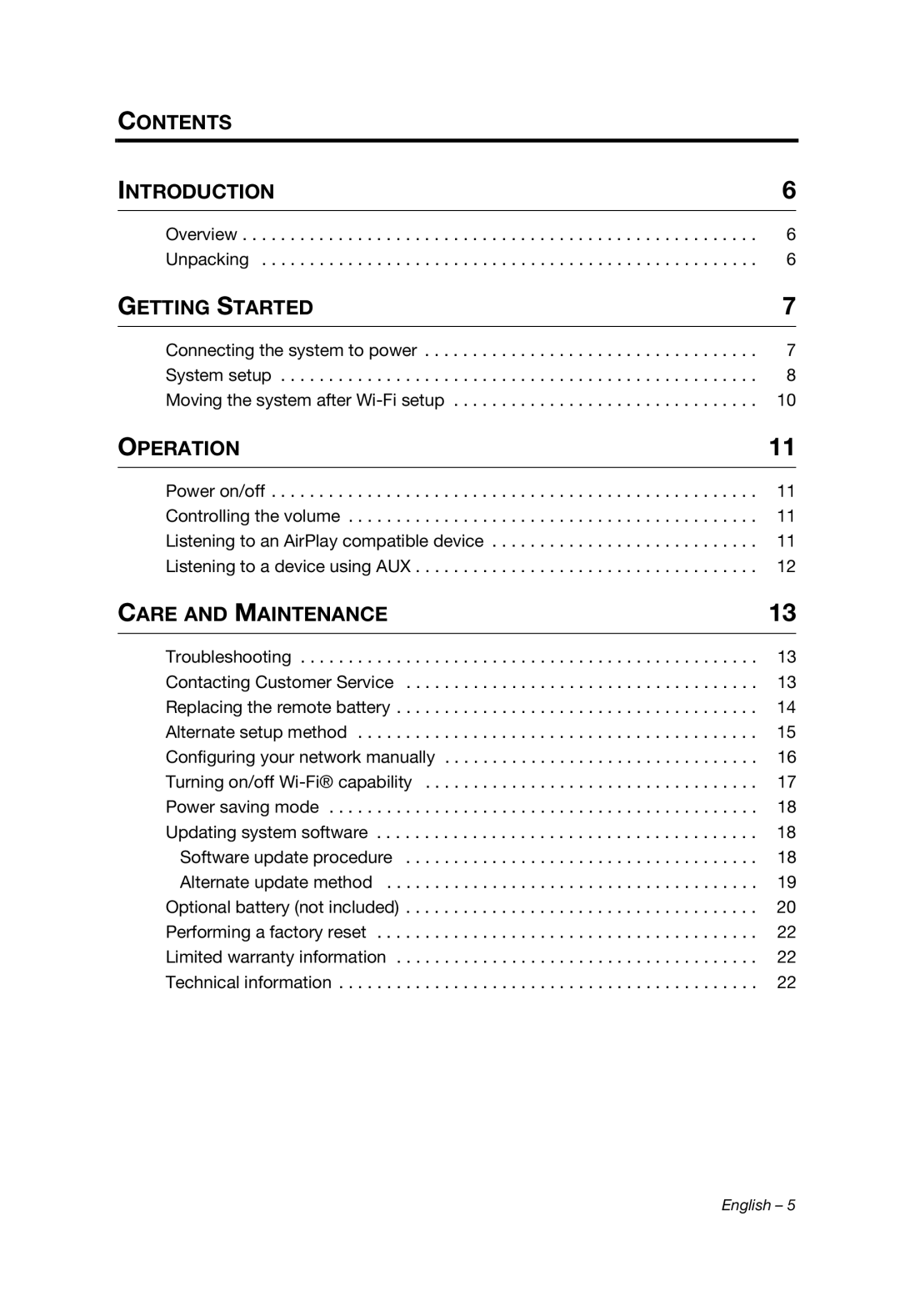 Bose SOUNDLINK AIR manual Contents Introduction 