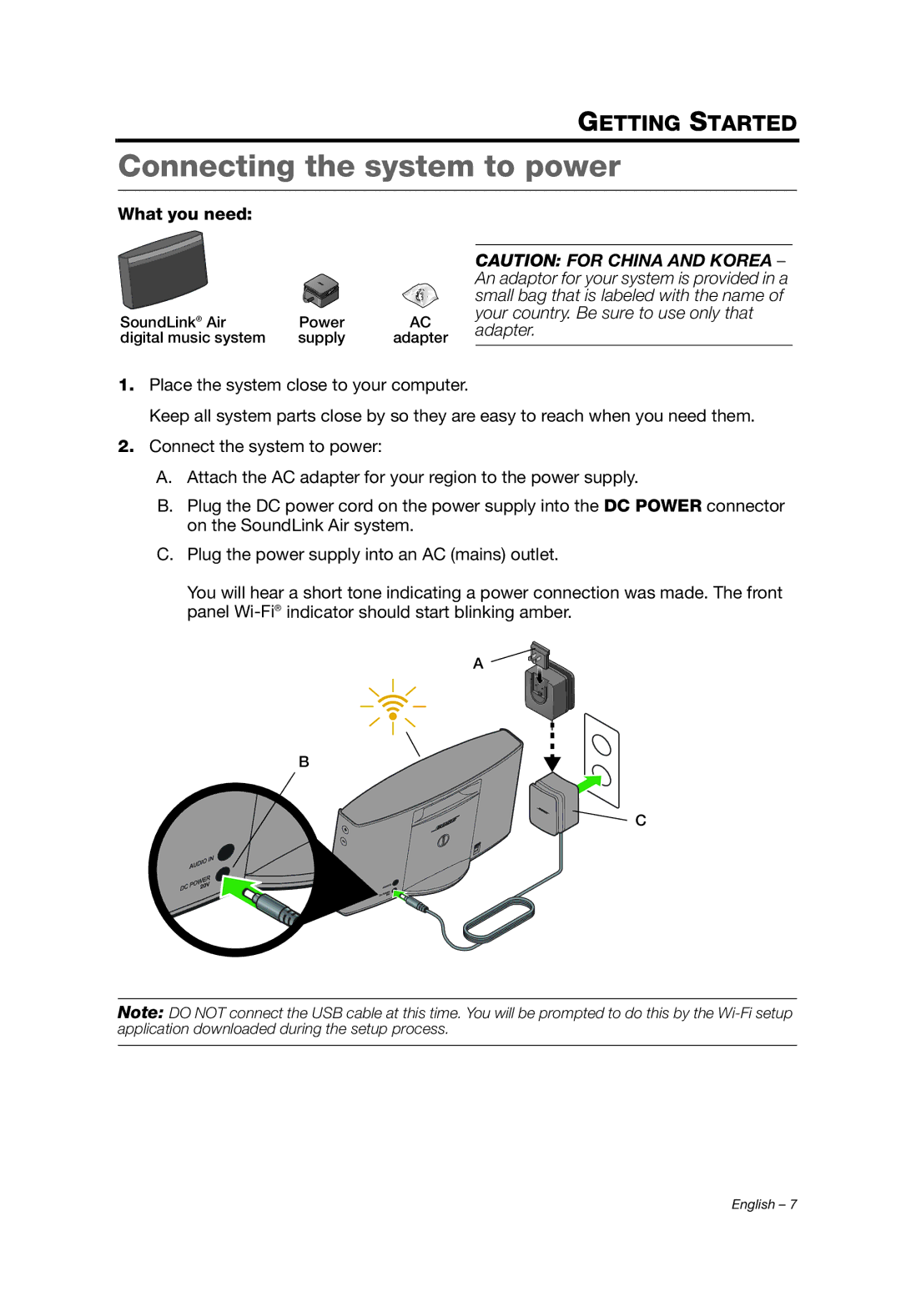 Bose SOUNDLINK AIR manual Connecting the system to power, What you need 