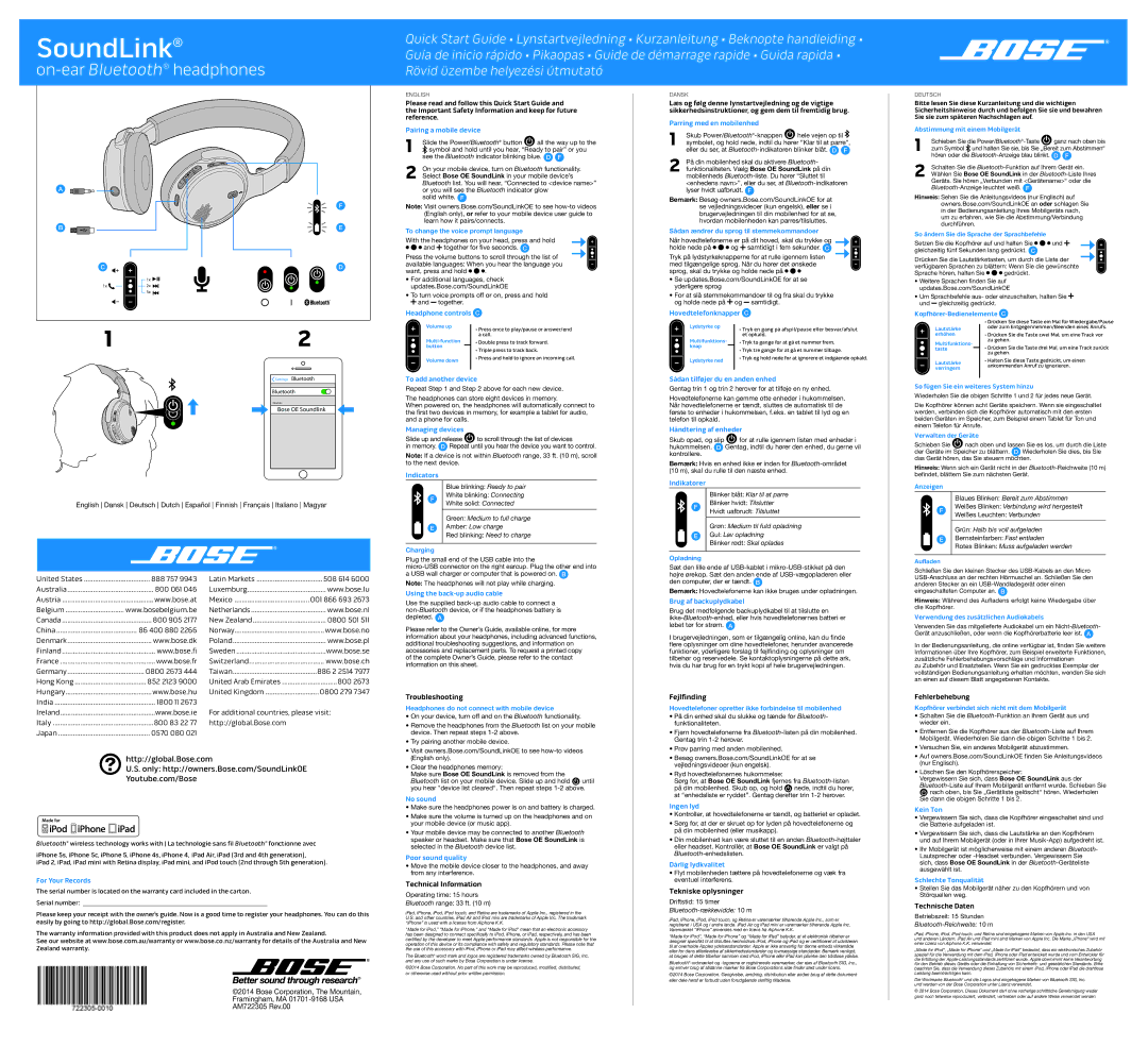 Bose soundlink on-ear bluetooth headphones quick start Pairing a mobile device, Parring med en mobilenhed, No sound 