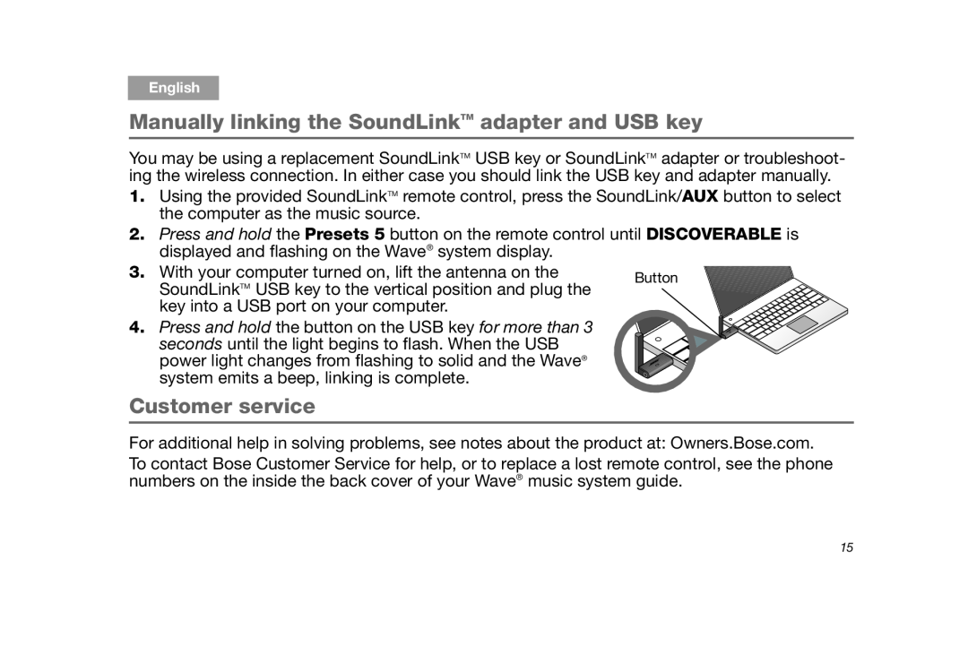 Bose SoundLink manual Customer service 