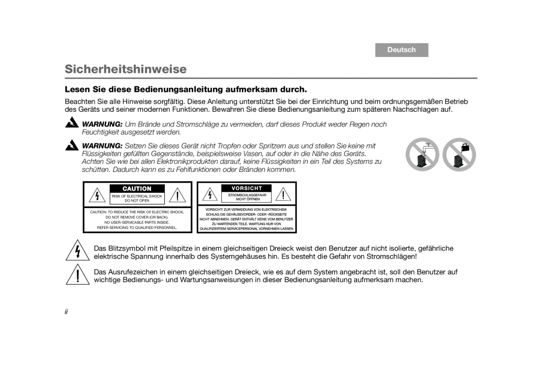 Bose SoundLink manual Sicherheitshinweise, Deutsch 