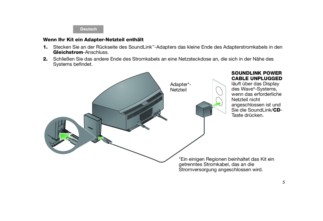 Bose SoundLink manual Wenn Ihr Kit ein Adapter-Netzteilenthält 