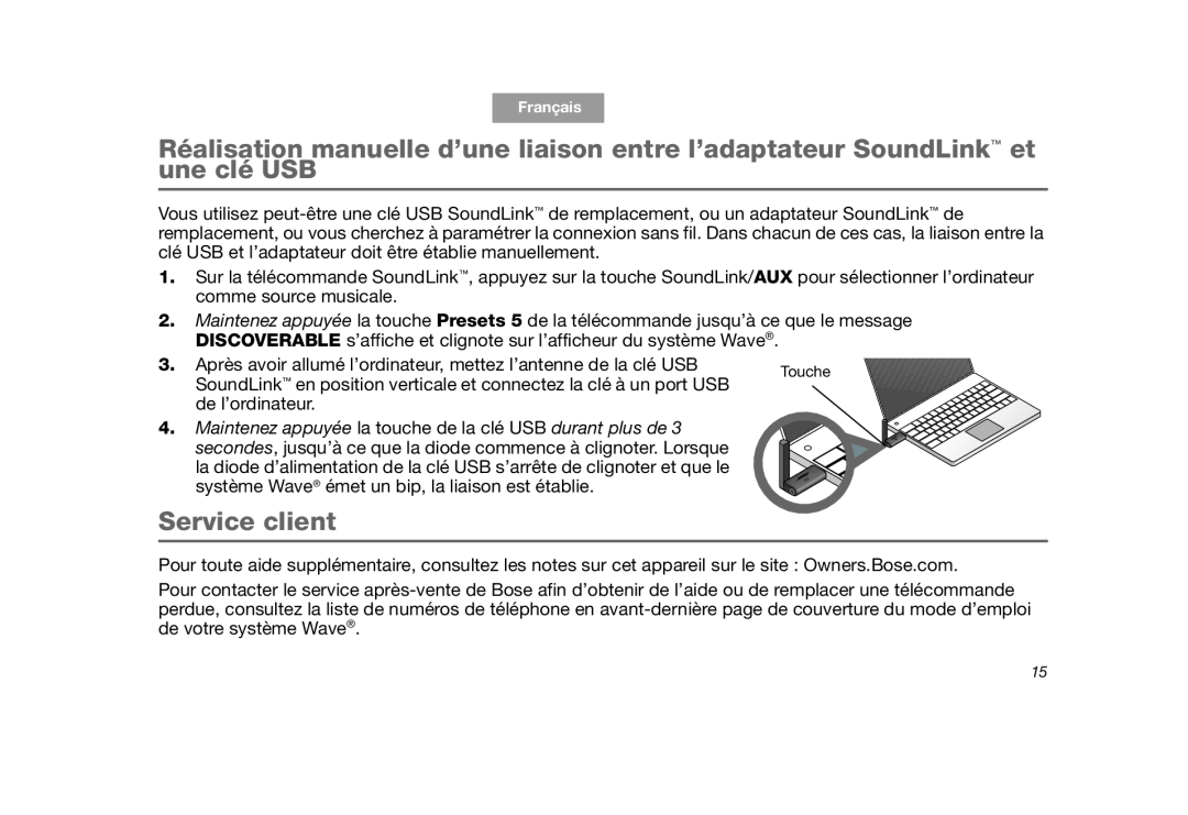 Bose SoundLink manual Service client 