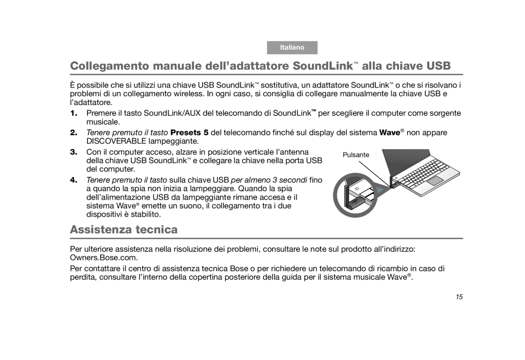 Bose SoundLink manual Assistenza tecnica 