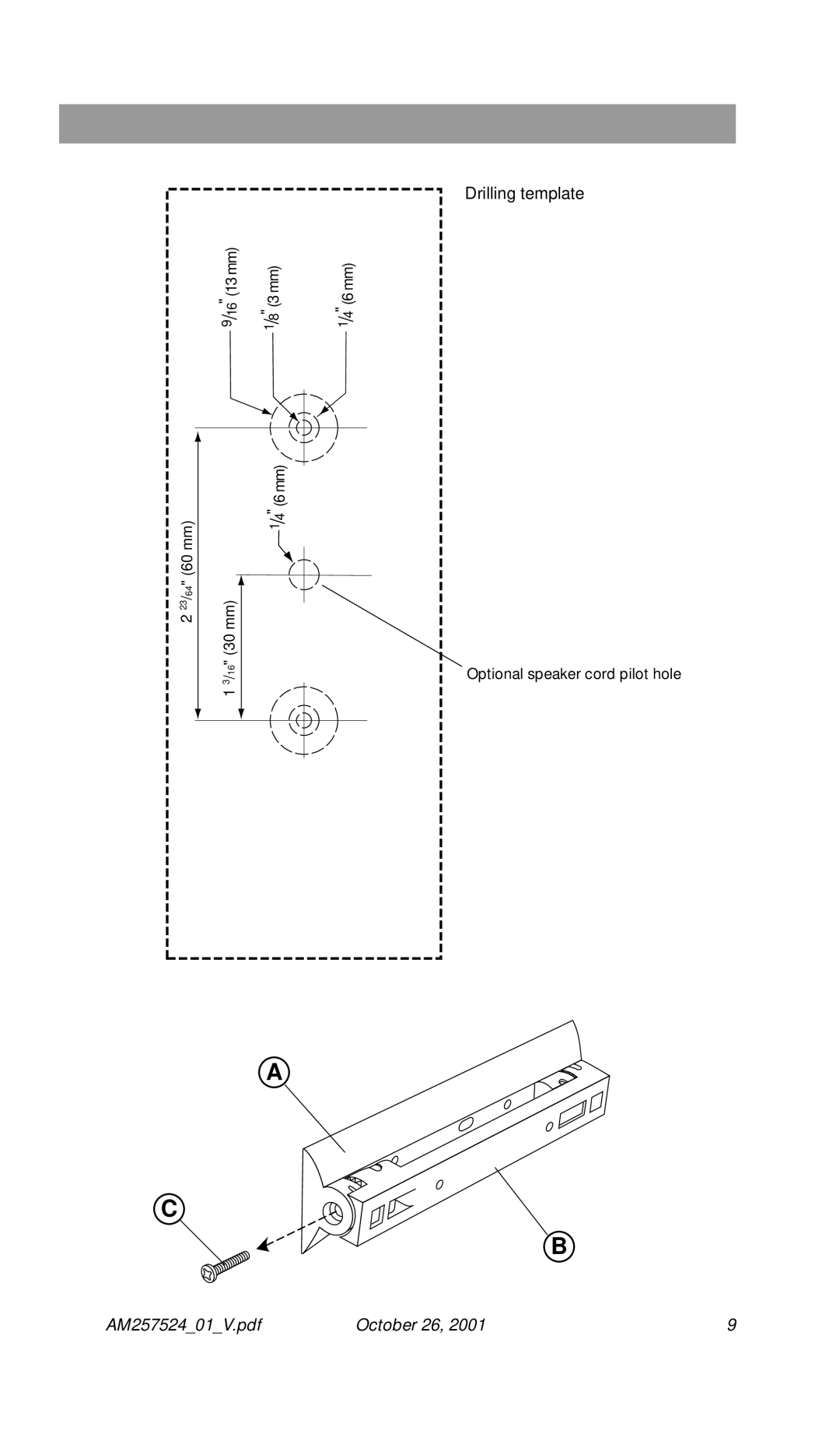 Bose Speakers manual Drilling template 