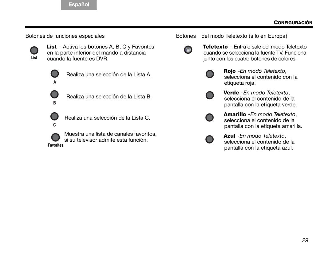 Bose V30 manual Botones de funciones especiales 