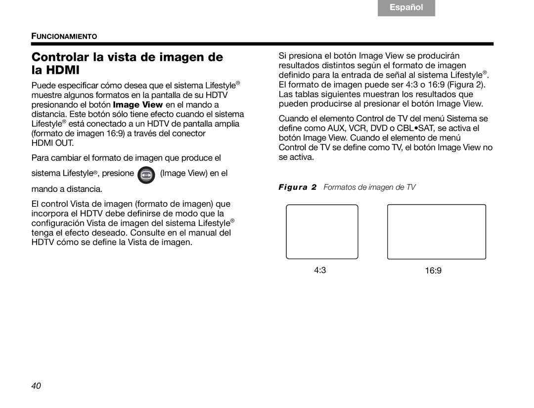 Bose V30 manual Controlar la vista de imagen de la Hdmi, Hdmi OUT 