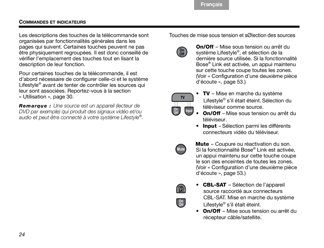 Bose V30 manual Tab 