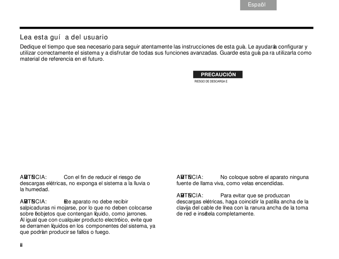 Bose V30 manual Información DE Seguridad, Lea esta guía del usuario 