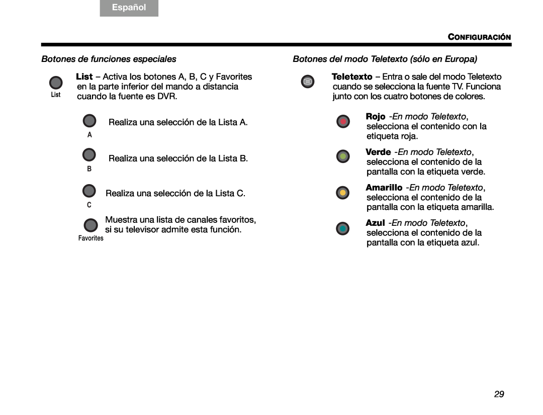 Bose V30 manual English, Español, Realiza una selección de la Lista A 