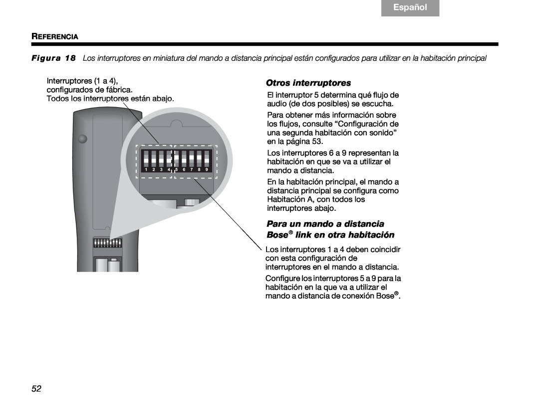Bose V30 manual Otros interruptores, Español, English 