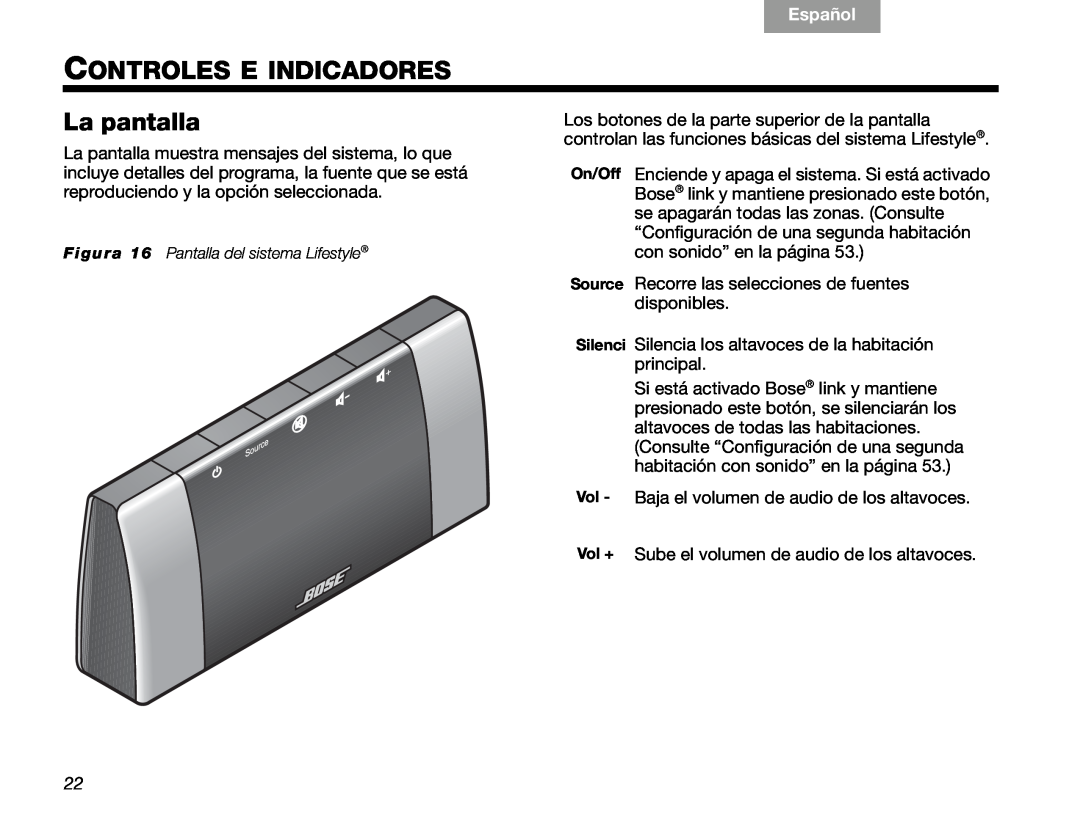 Bose V30 manual Controles E Indicadores, La pantalla, Español, English 