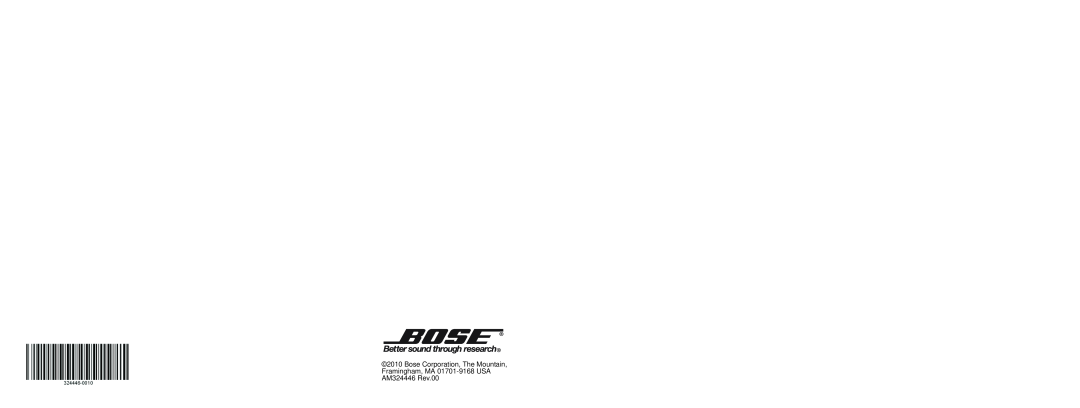Bose T10, V35, V25, T20 manual Bose Corporation, The Mountain, Framingham, MA 01701-9168USA AM324446 Rev.00 