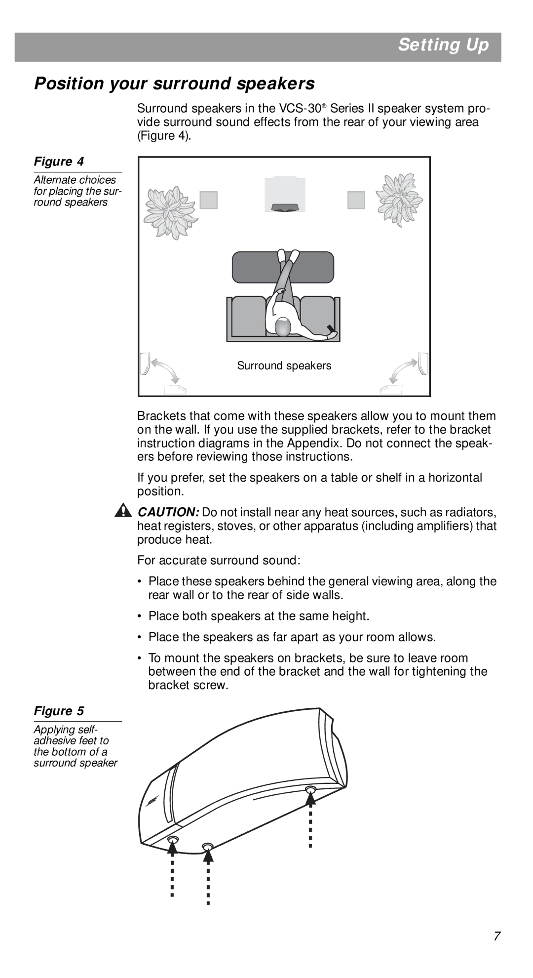 Bose VCS-10, VCS-30 manual Position your surround speakers 