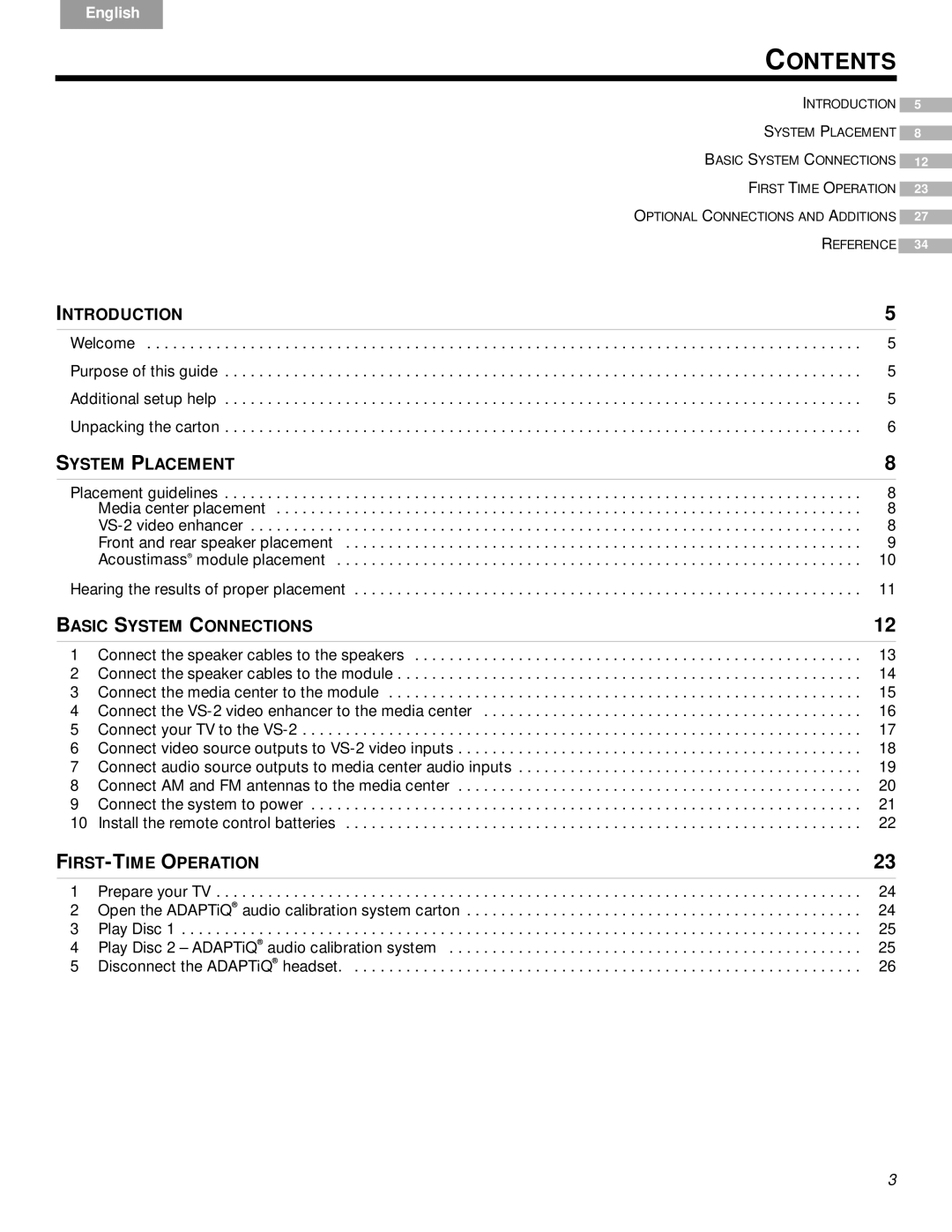 Bose VS-2 manual Contents 