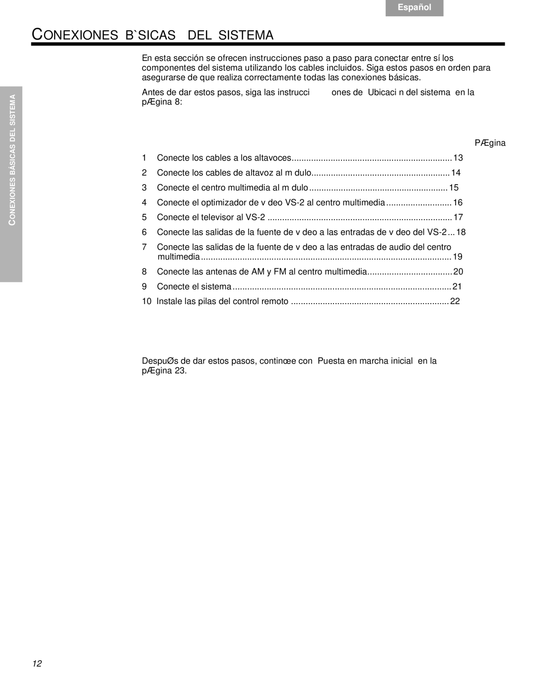 Bose VS-2 manual Conexiones Básicas DEL Sistema 