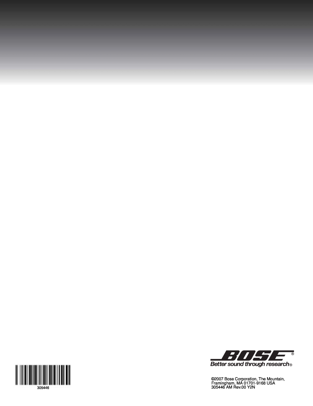 Bose VS-2 manual Bose Corporation, The Mountain, Framingham, MA 01701-9168USA 305446 AM Rev.00 Y2N 