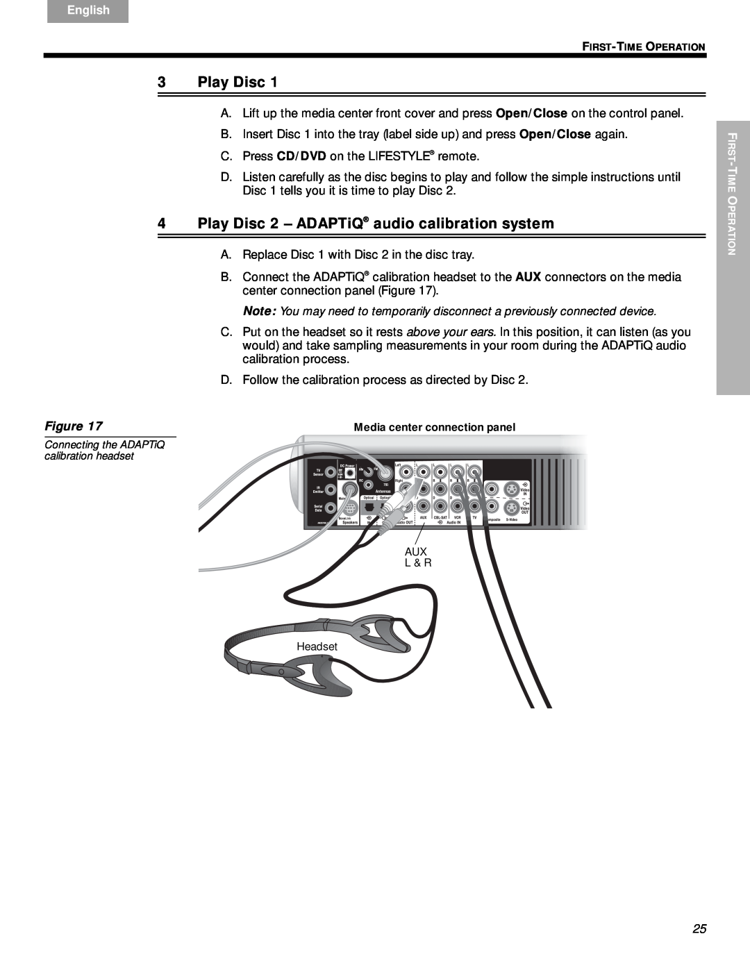 Bose VS-2 manual 3Play Disc, 4Play Disc 2 – ADAPTiQ audio calibration system, English, Nederlands, Svenska, Figure 