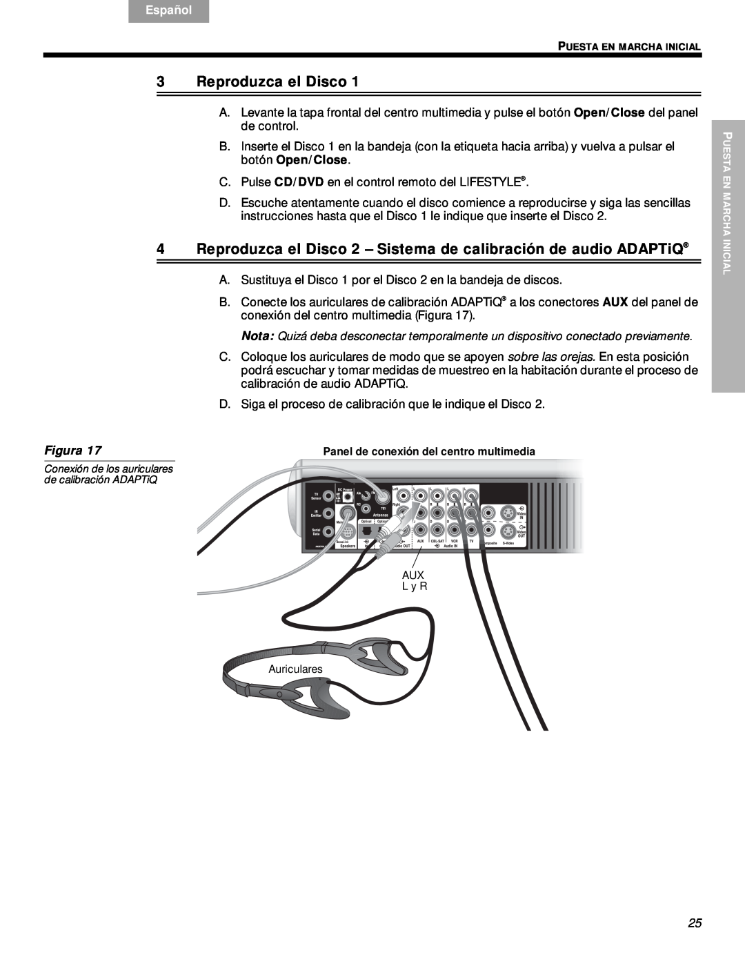 Bose VS-2 manual 3Reproduzca el Disco, English, Español, Français, Nederlands, Svenska, Figura 