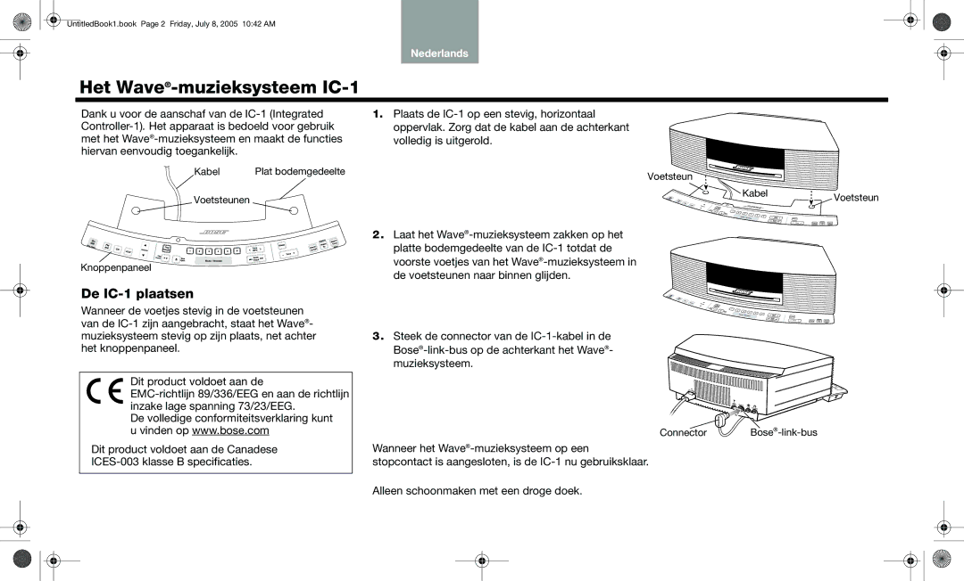 Bose wave music system ic-1 manual Het Wave-muzieksysteem IC-1, De IC-1 plaatsen, Arabisch St. Chin Koreaans 