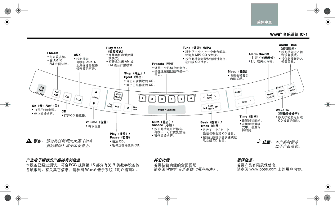 Bose wave music system ic-1 manual English Deutsch Español Français Italiano Nederlands Thai, 简体中文 Arabic 