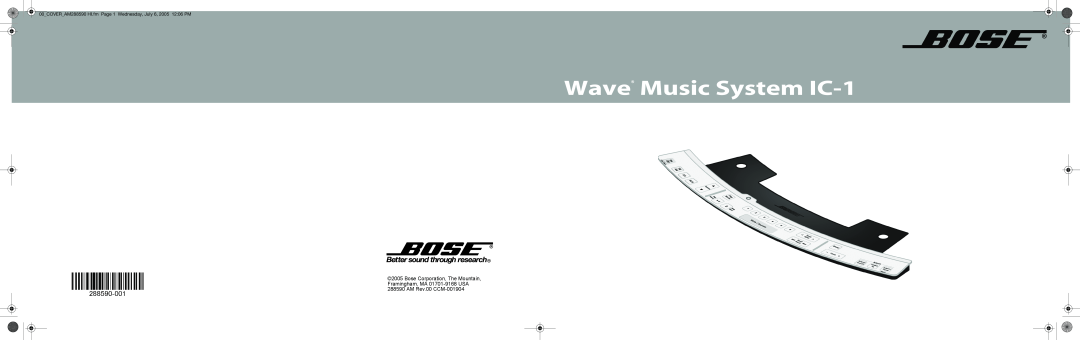Bose wave music system ic-1 manual Wave Music System IC-1, Bose Corporation, The Mountain, Framingham, MA 01701-9168USA 