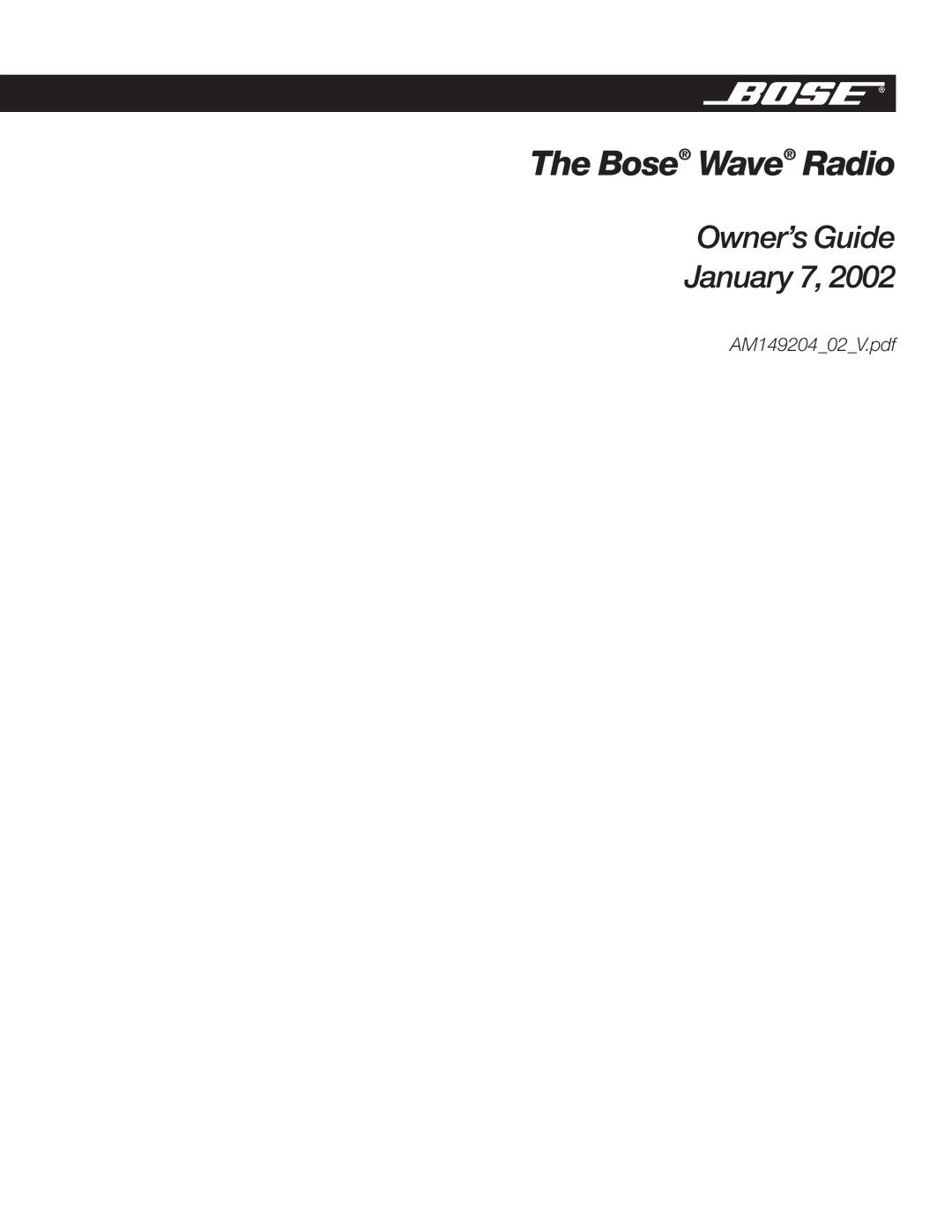 Bose manual Bose Wave Radio 