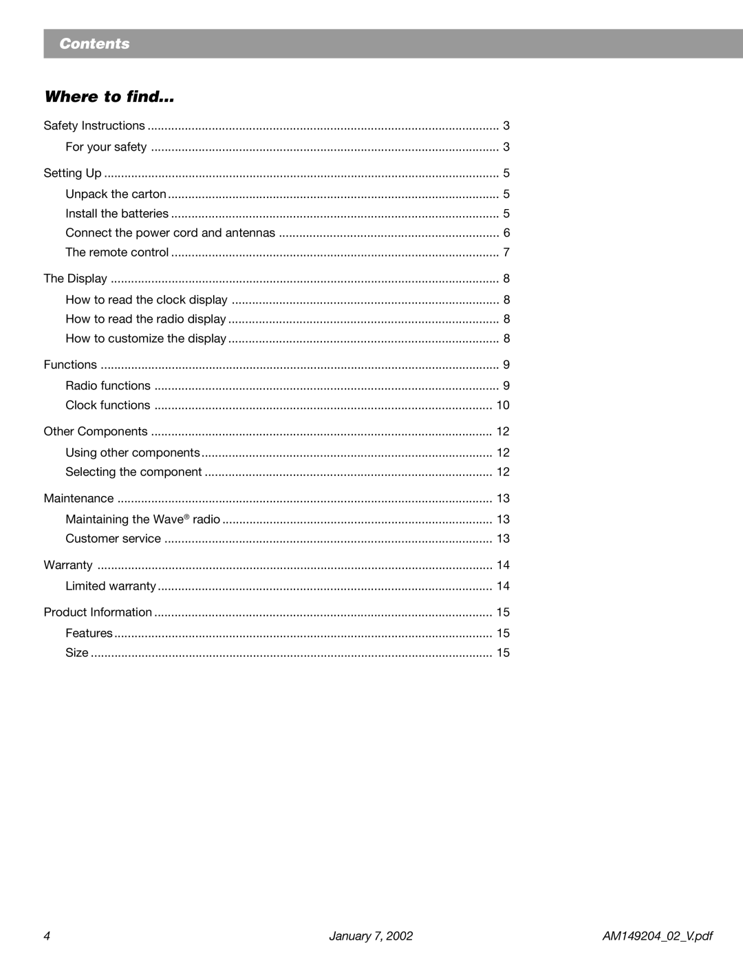 Bose Wave Radio manual Where to find 