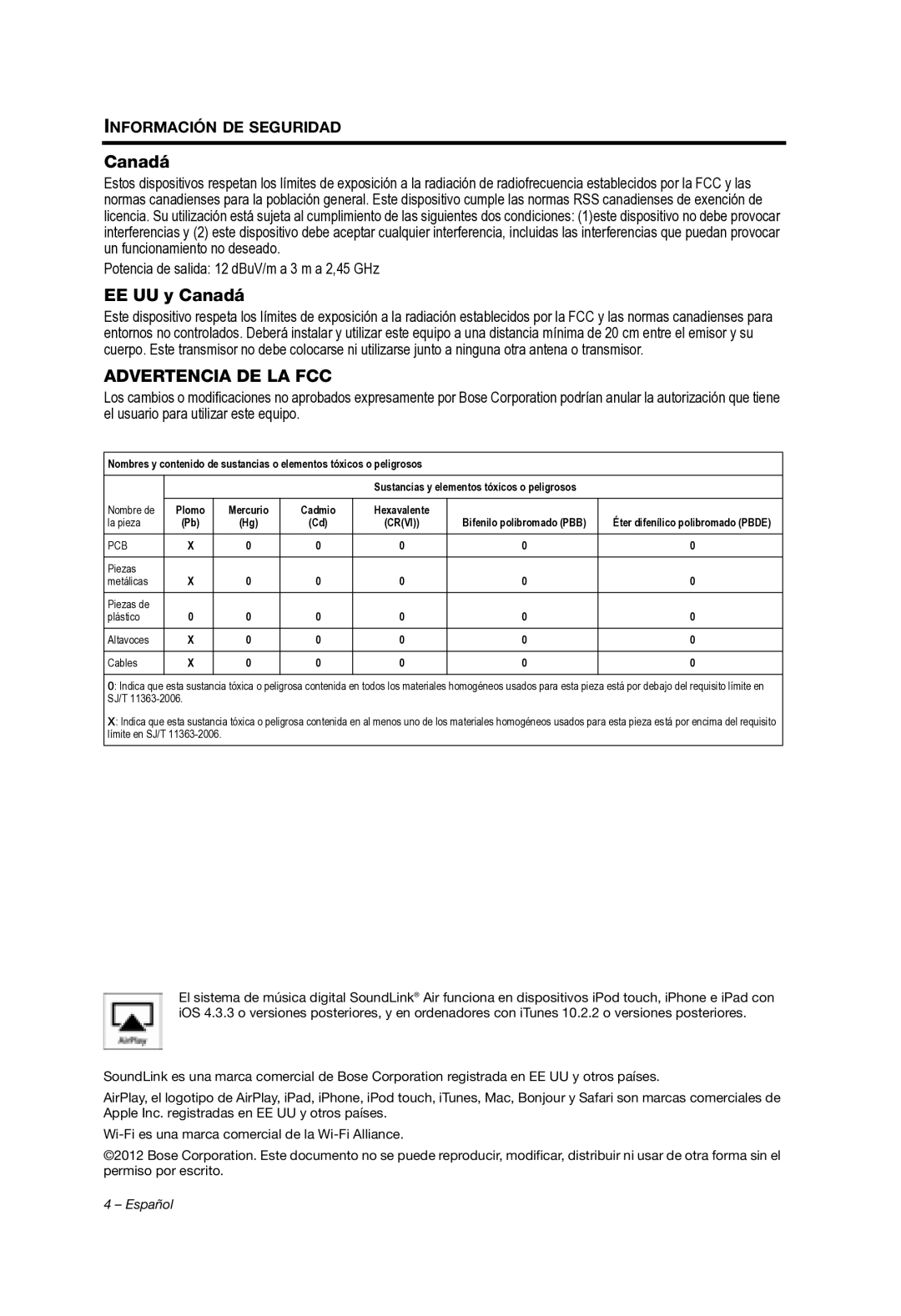 Bose Whippet_OG_SPA manual EE UU y Canadá 