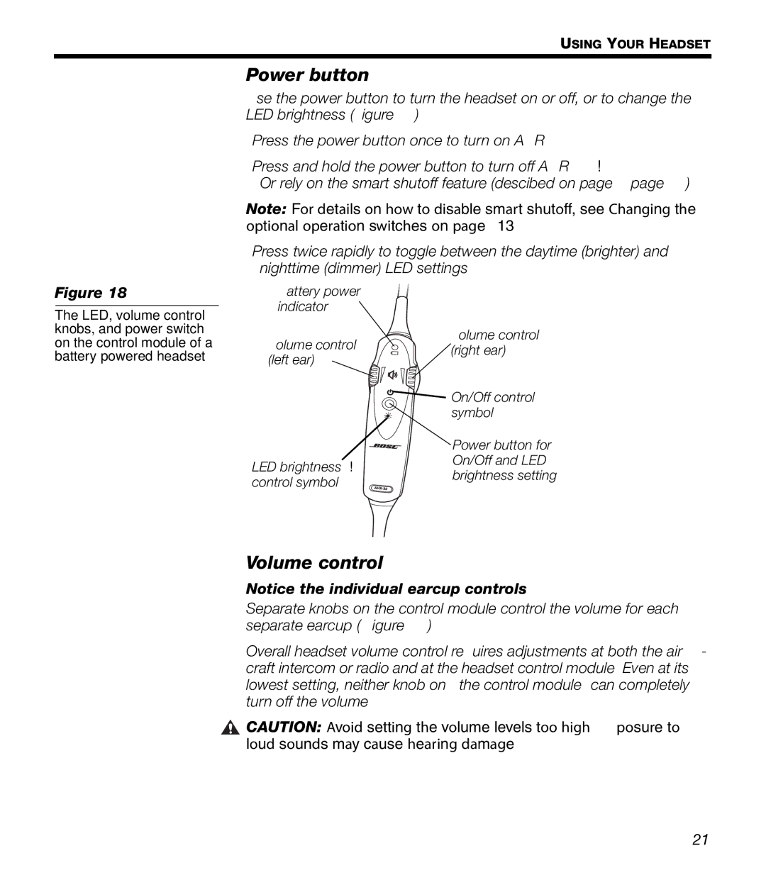 Bose X manual Power button, Volume control 