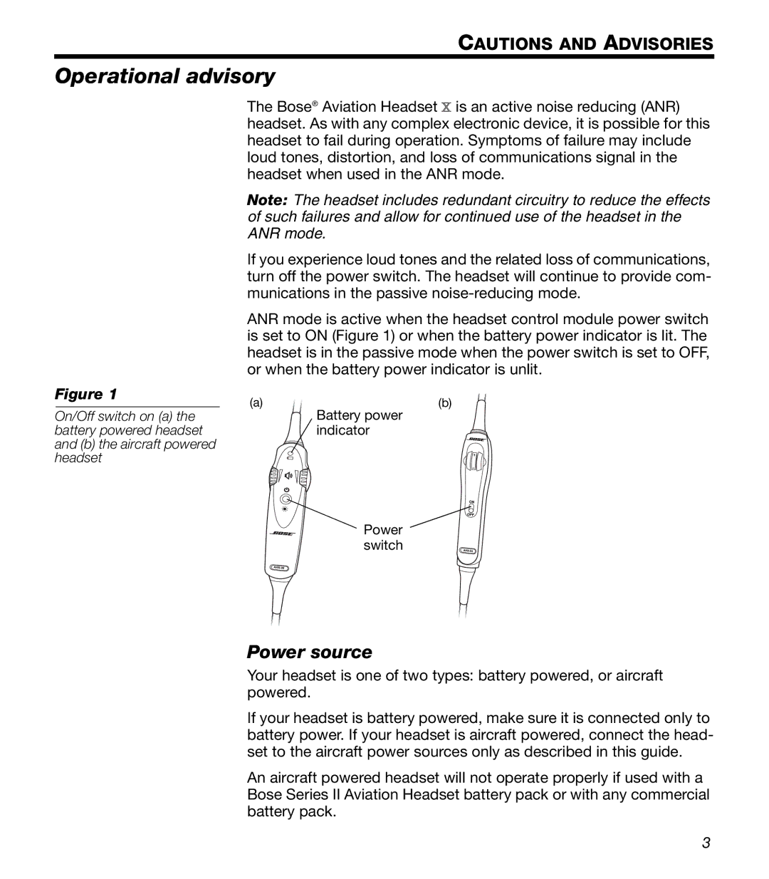 Bose X manual Operational advisory, Power source 