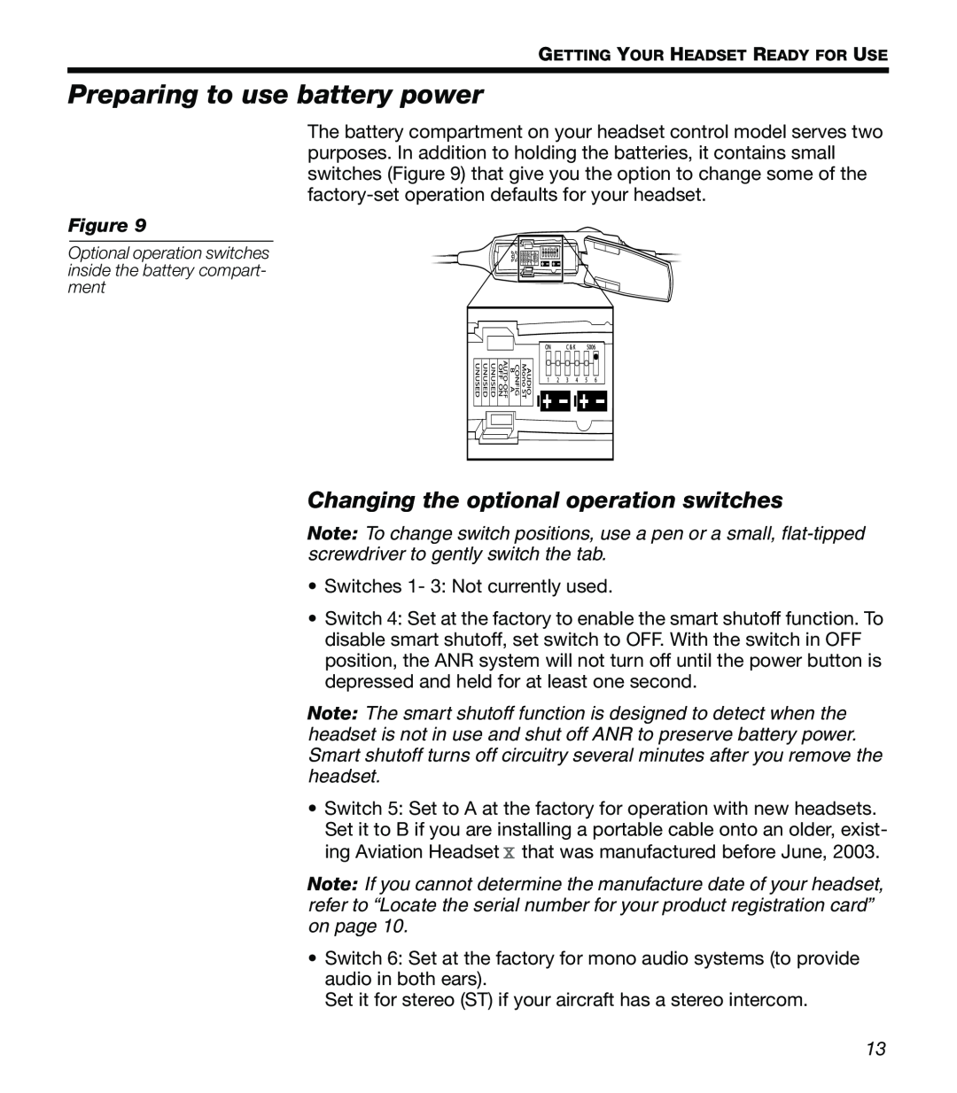 Bose X manual Preparing to use battery power, Changing the optional operation switches 