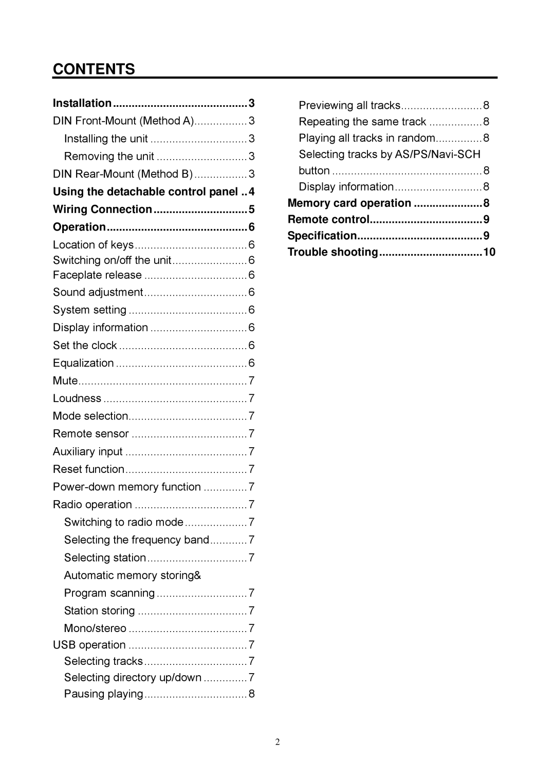 Boss Audio Systems 620UA manual Contents 