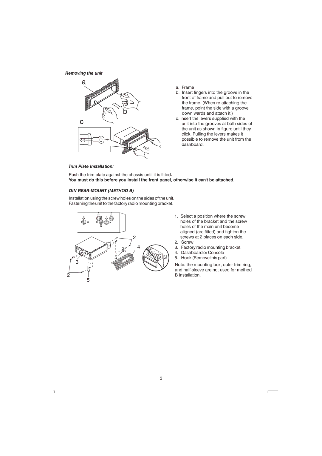 Boss Audio Systems 765DBI manual DIN REAR-MOUNT Method B 